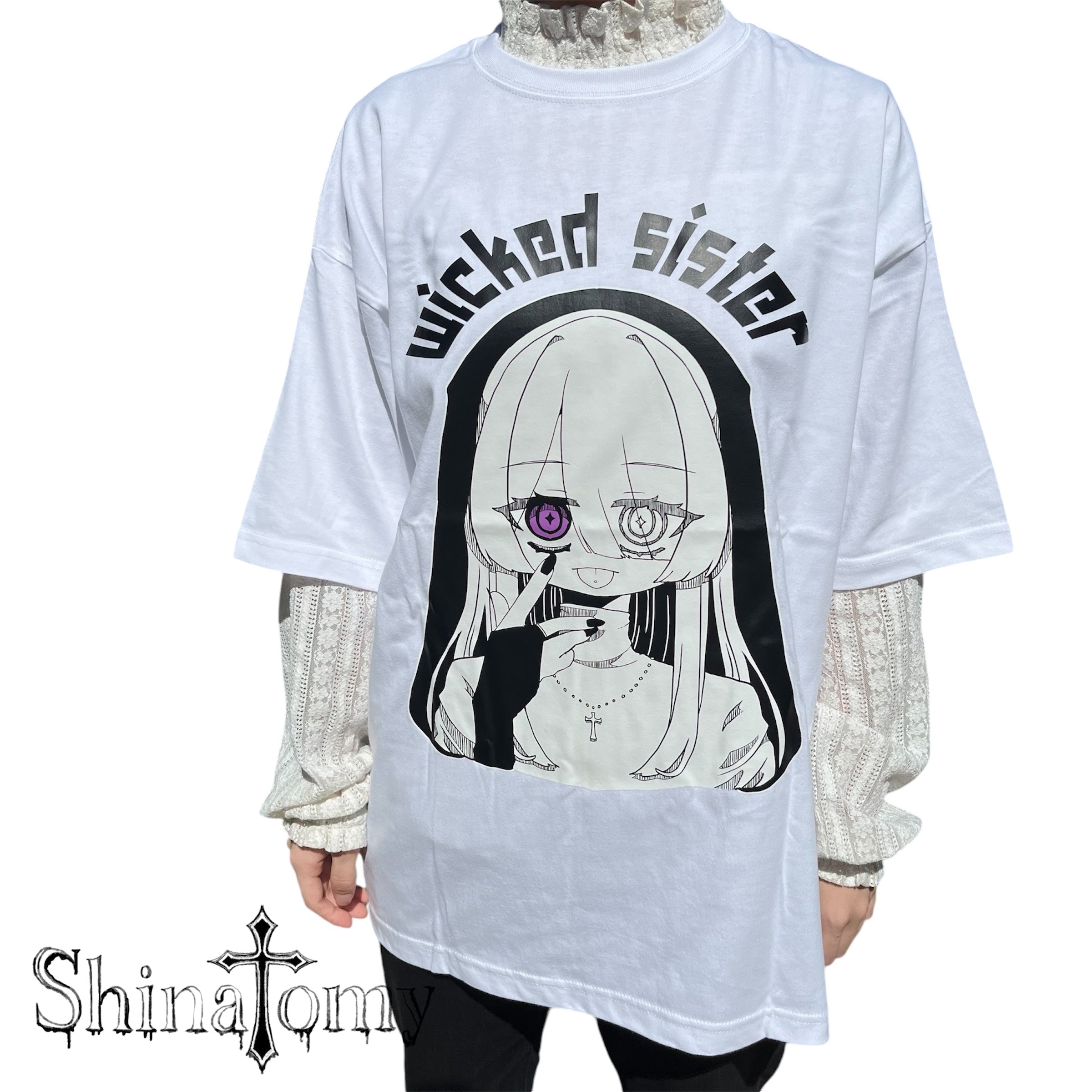 【Wicked sister】いじわるシスターくんTシャツ White