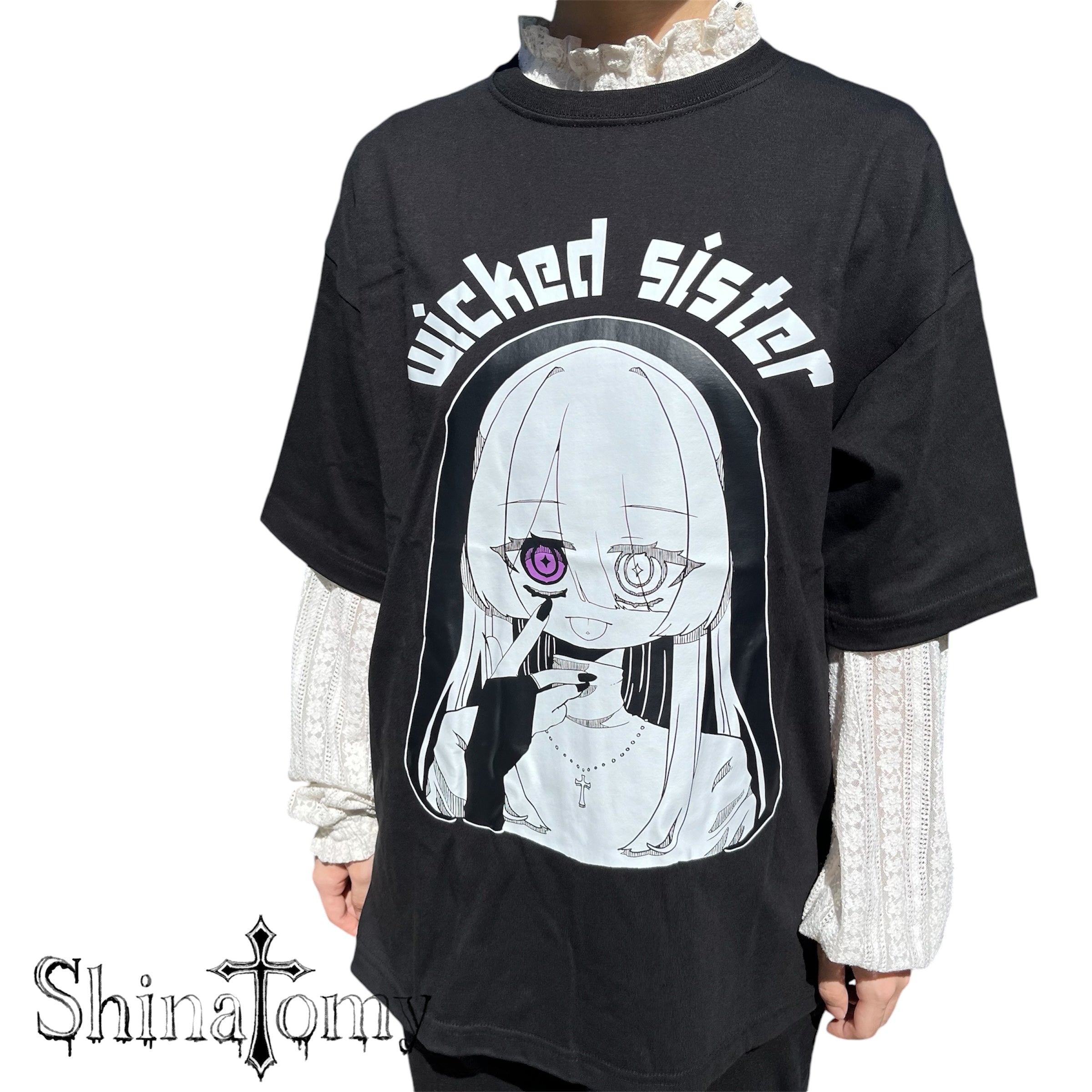 【Wicked sister】いじわるシスターくんTシャツ　Black