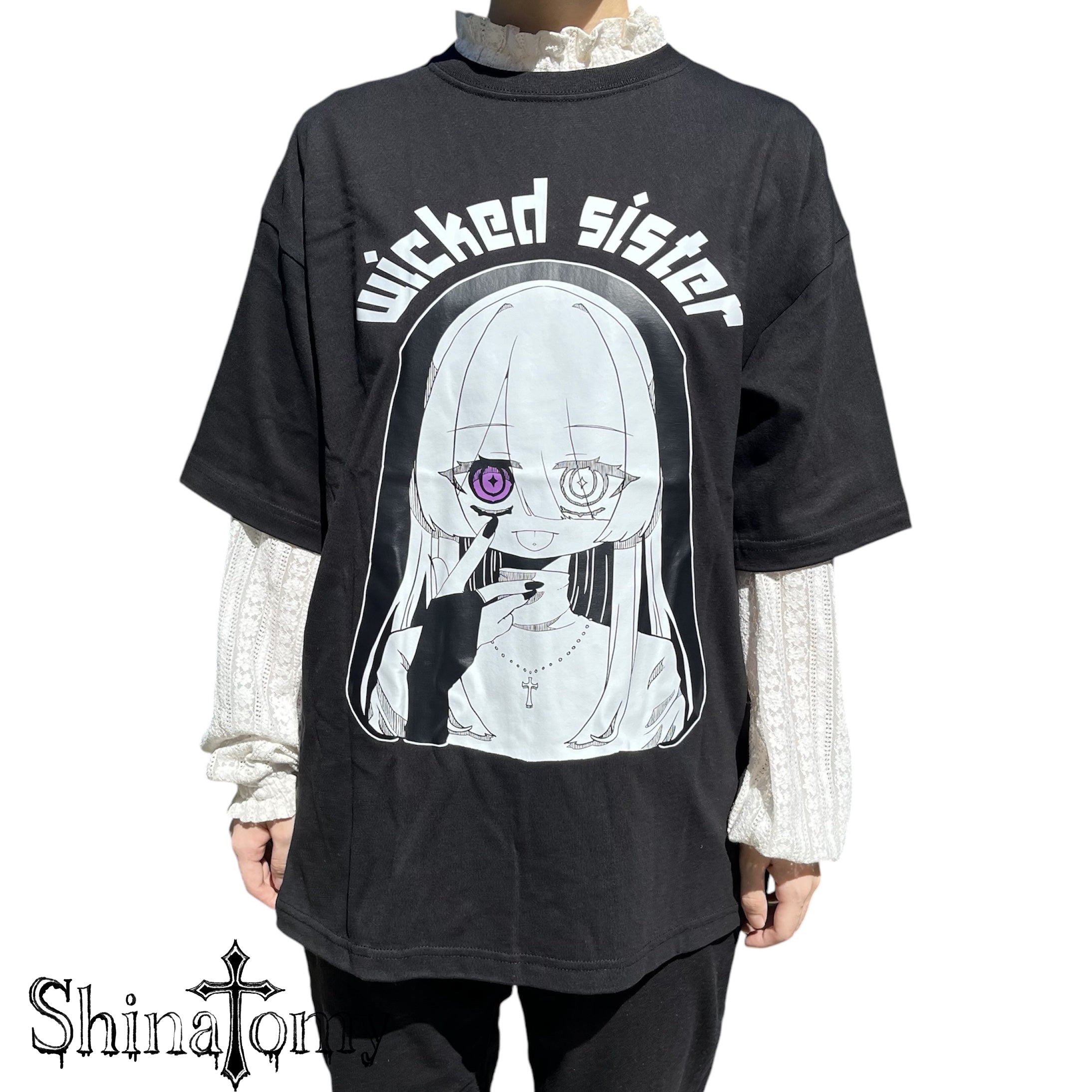 Wicked sister】いじわるシスターくんTシャツ Black